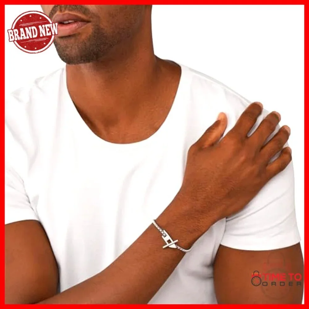 Stainless Steel Toggle Closure Bracelet, Stackable Chain, One Size